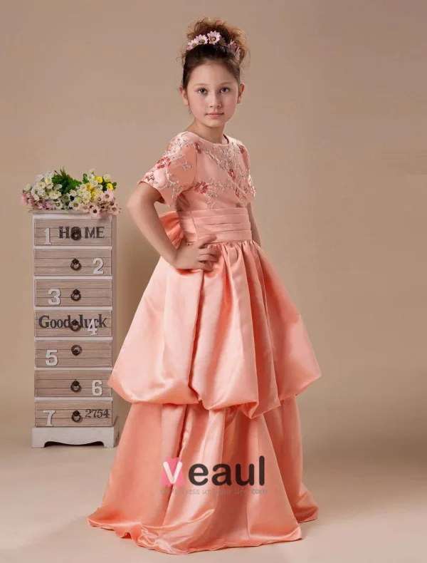 Cute Taffeta Ruffle Flower Girl Dress