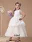 Adorable Gaze Blanche Ceinture Princesse Robe Ceremonie Fille Robe Fille Mariage
