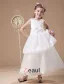 Adorable Gaze Blanche Ceinture Princesse Robe Ceremonie Fille Robe Fille Mariage