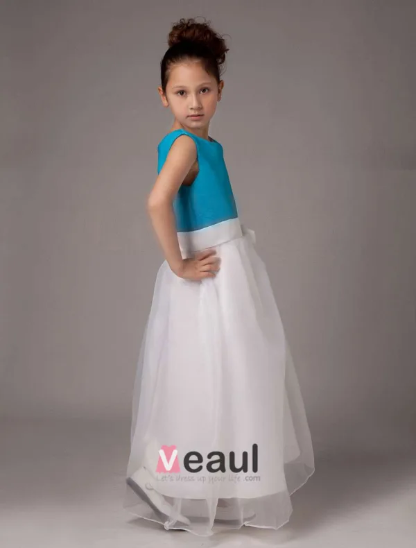 Sleeveless Flower Satin Organza Flower Girl Dress