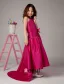 Fuchsia A-line Square Taffeta Sweep Flower Girl Dress