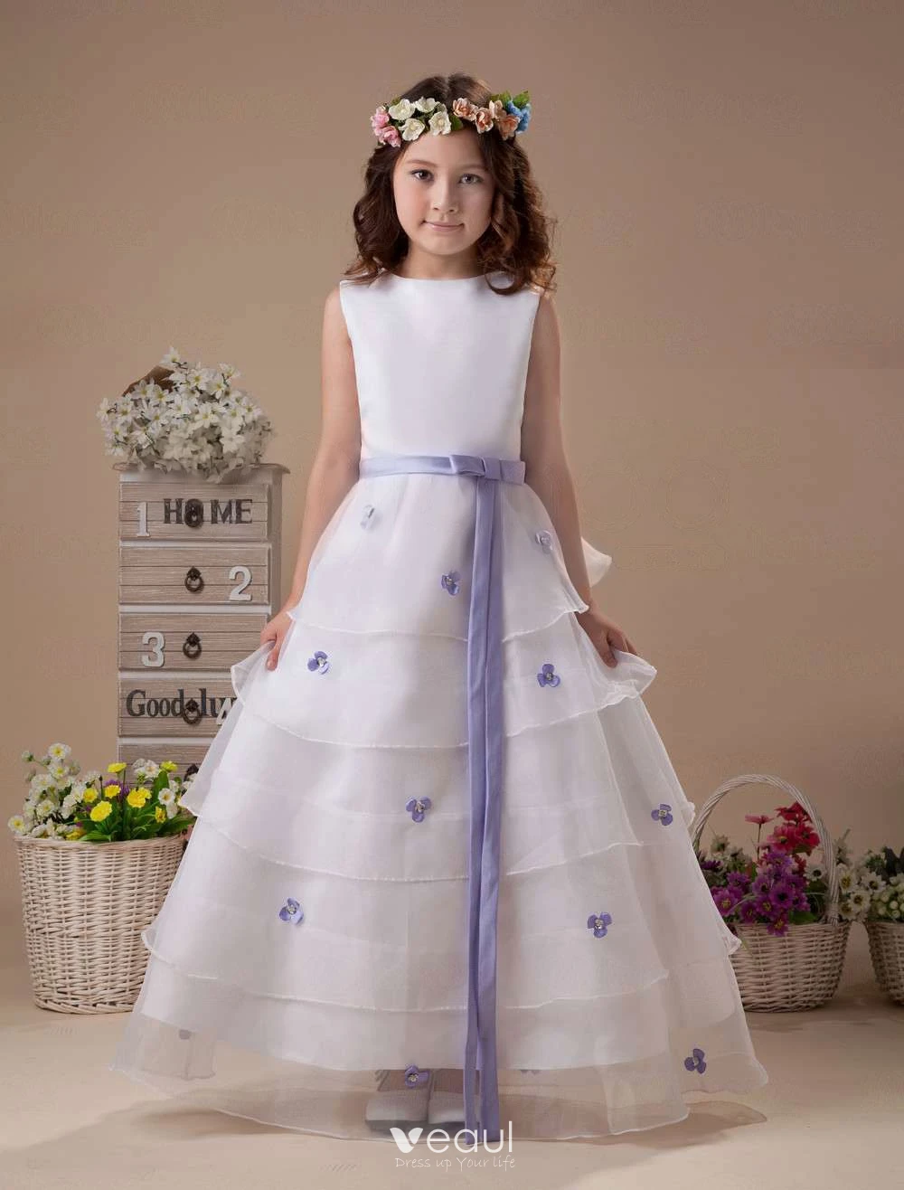 Buy Teen Girls White Embroidered Organza N Pink Satin Gown Party Wear  Online at Best Price | Cbazaar