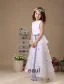 Multi-couche Manches Ceinture Satin Organza Robe Ceremonie Fille Robe Fille Mariage