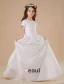 Manches Courtes Blanc Satin Plissé Robe Ceremonie Fille Robe Fille Mariage