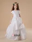 Manches Courtes Blanc Satin Plissé Robe Ceremonie Fille Robe Fille Mariage