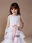 Blanche Sans Manches Ceinture Noeud Multi-couches Satin Robe Ceremonie Fille Robe Fille Mariage