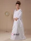 White Long Sleeves Appliques Satin Flower Girl Dress