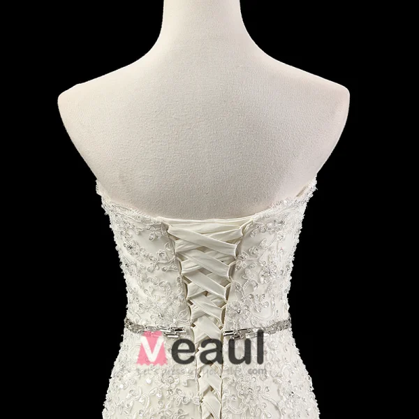 Charmantes Robe De Mariage Sirène Perles Appliques En Cristal Guillotine Robe De Mariée