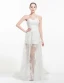 Dentelle Appliques Asymétrique Robe De Mariée Courte De Train Royal