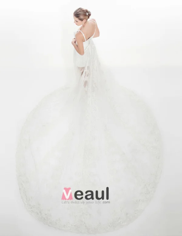 Dentelle Appliques Asymétrique Robe De Mariée Courte De Train Royal