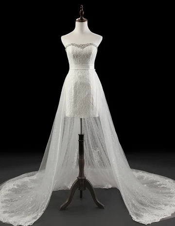 Robe De Mariée Courtes Détachables Dentelle Robes De Mariage
