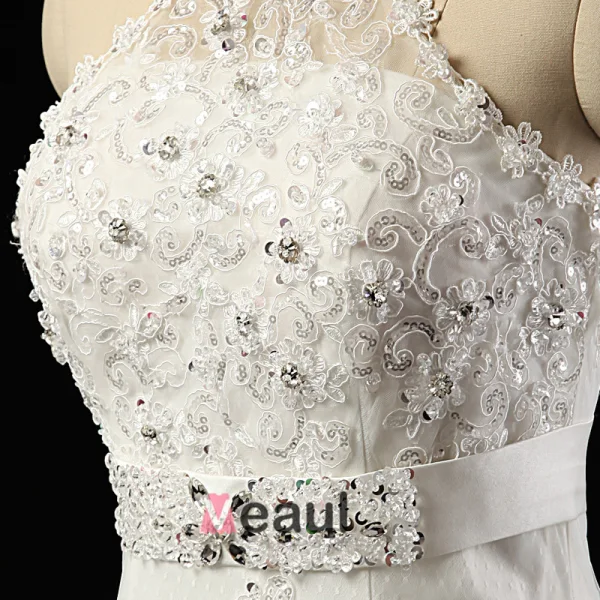 Licol De Luxe Robe De Mariage En Dentelle De Perles De Cristal De Robe De Mariée