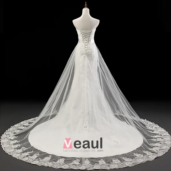 2015 Hand Made Flower Sash Crystal Lace Wedding Dress Bridal Gown
