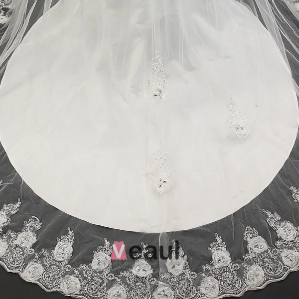 2015 Hand Made Flower Sash Crystal Lace Wedding Dress Bridal Gown