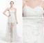 Dentelle Appliques Asymétrique Robe De Mariée Courte De Train Royal