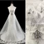 2015 Hand Made Flower Sash Crystal Lace Wedding Dress Bridal Gown