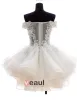 2015 Square Neckline Pierced Lace Flower Short & Mini Wedding Dresses