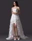 2015 A-line Embroidered Flower Asymmetrical Tulle Short Wedding Dress