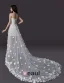 2015 A-line Embroidered Flower Asymmetrical Tulle Short Wedding Dress