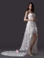 2015 A-line Embroidered Flower Asymmetrical Tulle Short Wedding Dress