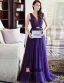 2015 A-line Shoulders Deep V-neck Tulle Evening Dress With Sash