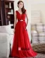 2015 A-line Shoulders Deep V-neck Tulle Evening Dress With Sash