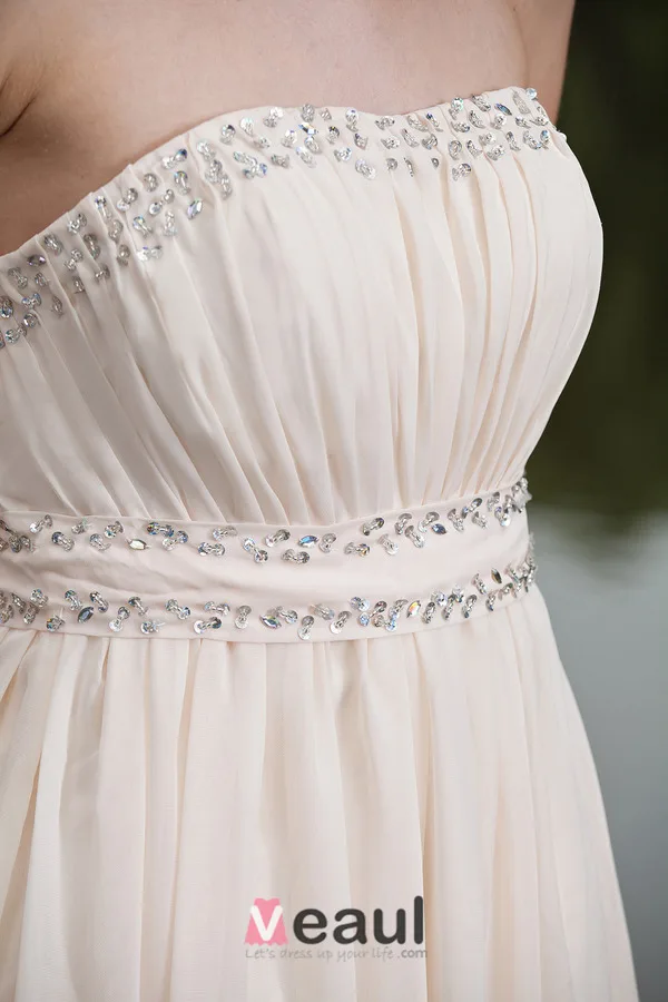 2015 Simple A-line Strapless Champagne long Evening Dresses