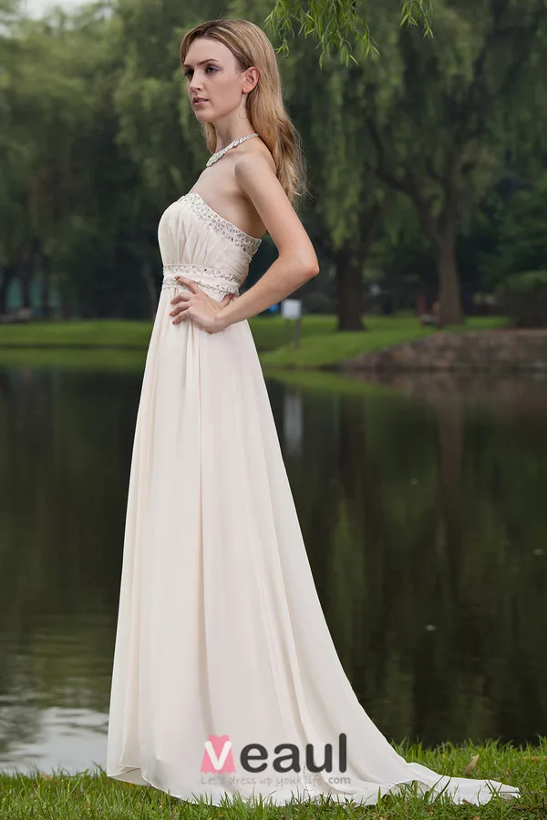 2015 Simple A-line Strapless Champagne long Evening Dresses