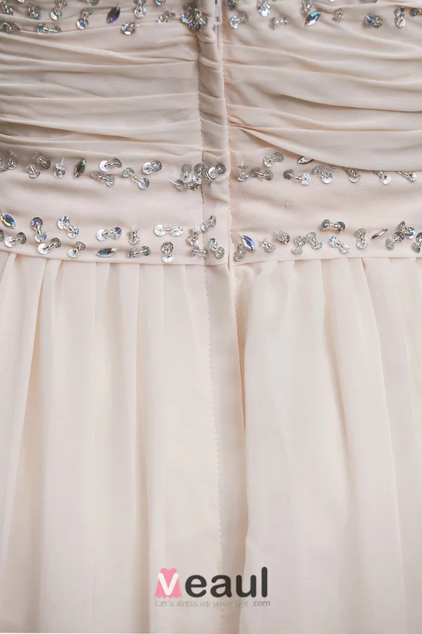 2015 Simple A-line Strapless Champagne long Evening Dresses