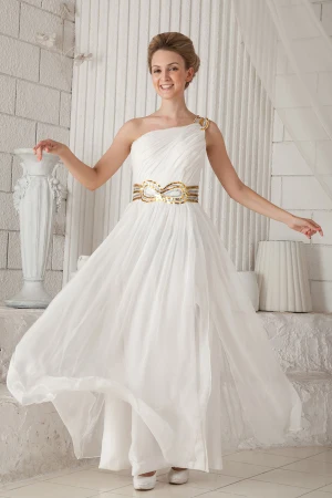 2015 Perfect Natural One Shoulder Zipper Long Evening Dresses