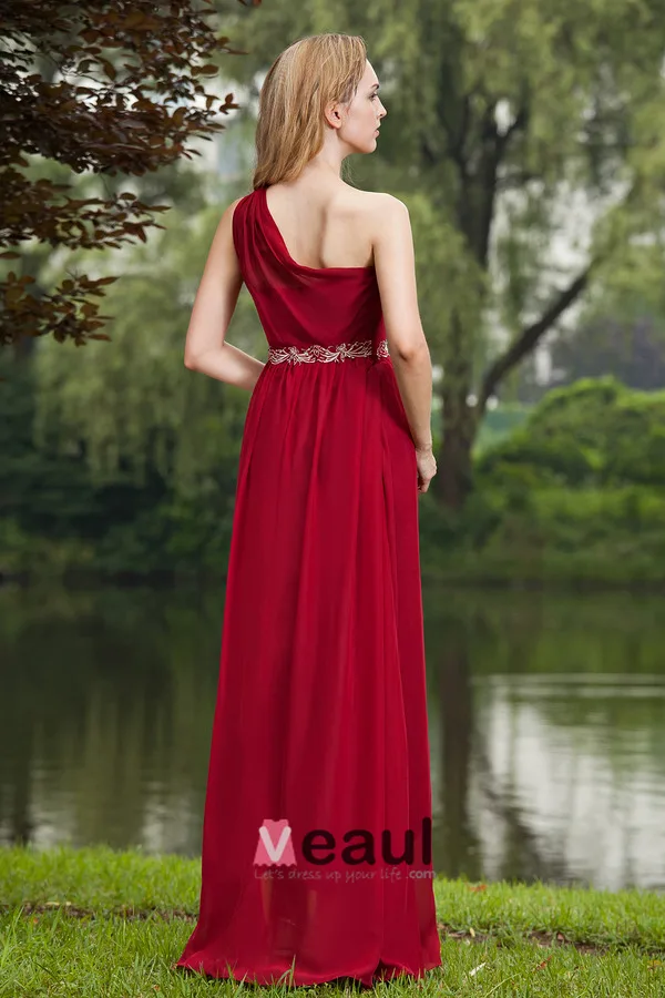 2015 Beading Embroidery Sequins Zipper One Shoulder long Evening Dresses