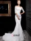 2015 Trumpet /Mermaid Square Neckline 1/2 Sleeves Lace Wedding Dresses