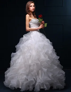2015 Robe De Bal Sweetheart Perles Paillettes Organza Robes De Mariée