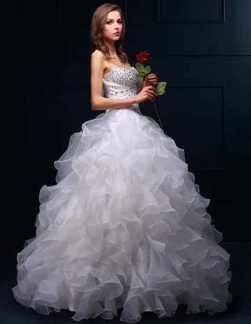 2015 Robe De Bal Sweetheart Perles Paillettes Organza Robes De Mariée