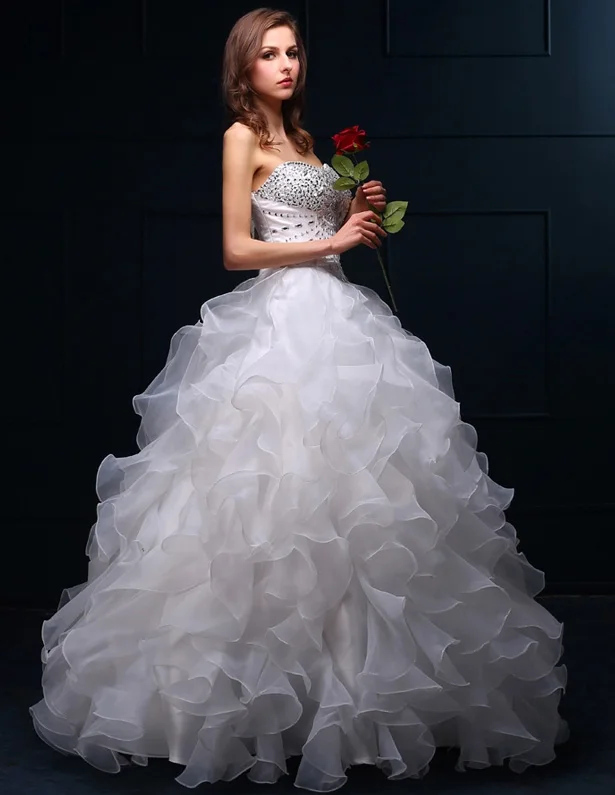 2015 Ballkjole Kjæreste Beading Paljetter Organza Brudekjoler