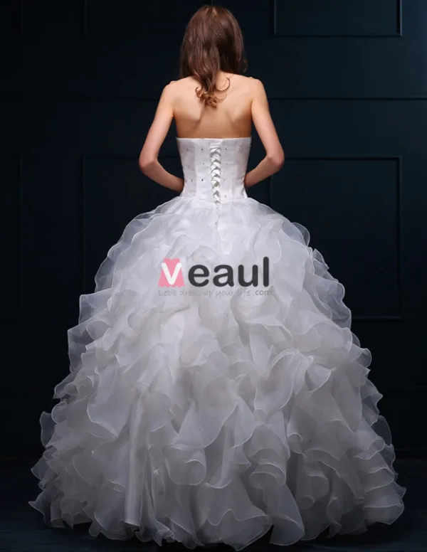 2015 Robe De Bal Sweetheart Perles Paillettes Organza Robes De Mariée