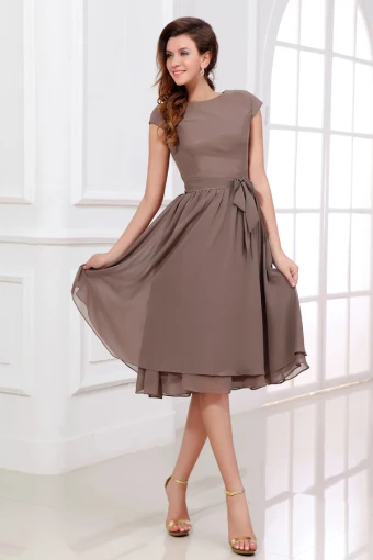 Col Rond Simples Tirette Genou Robe Demoiselles D Honneur Pour Mariage
