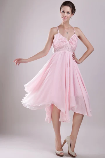 Droom Chiffon Asymmetrische Halter Cocktailjurk Feestjurk