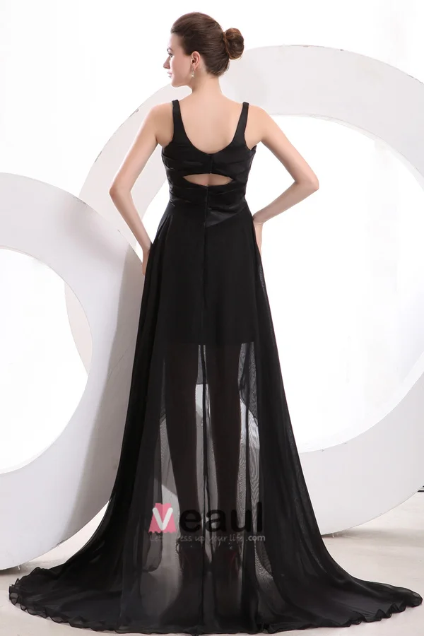 2015 Best Chiffon Satin V-neck Zipper Cocktail Dress