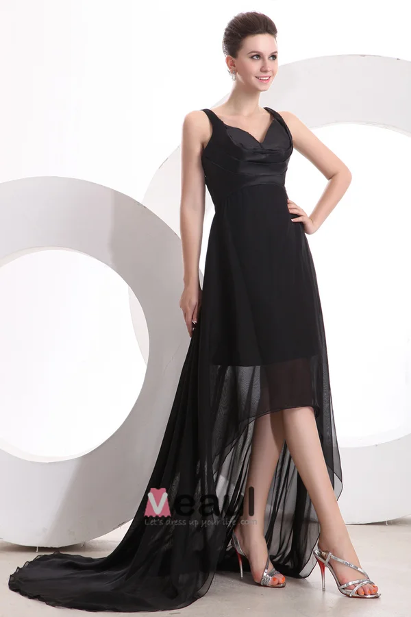 2015 Best Chiffon Satin V-neck Zipper Cocktail Dress