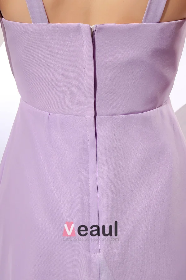 2015 Graceful Chiffon Elastic Woven Satin V-neck Zipper Bridesmaid Dresses