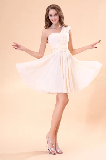 2015 Perfect Pink Sleeveless One Shoulder Bridesmaid Dresses