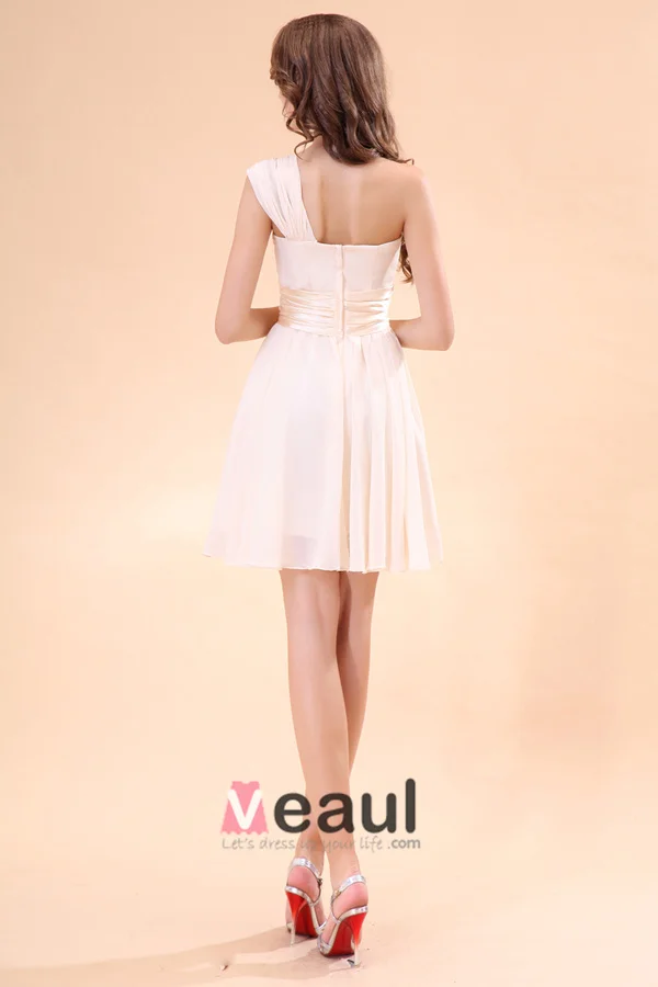 2015 Perfect Pink Sleeveless One-shoulder Bridesmaid Dresses