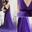 2015 A-line Shoulders Deep V-neck Tulle Evening Dress With Sash