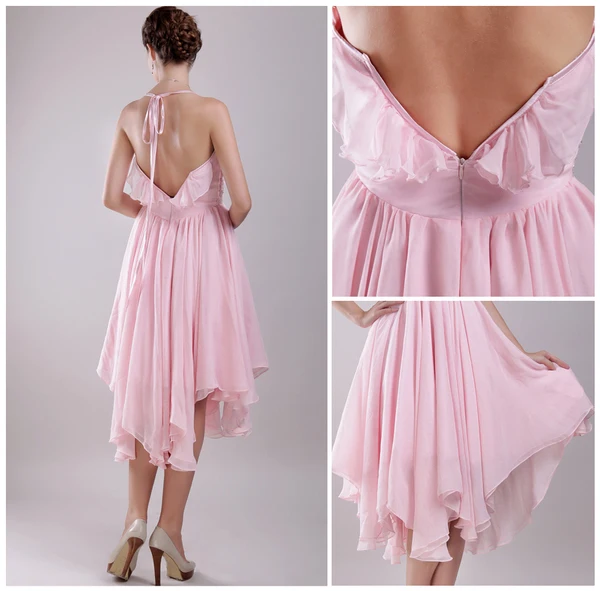 Drømme Chiffon Asymmetrisk Grime Cocktail Kjole Festkjoler