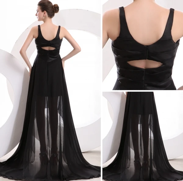 2015 Best Chiffon Satin V-neck Zipper Cocktail Dress