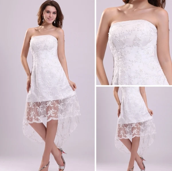 2015 Nice Zipper Lace Satin White Cocktail Dress Party Dress