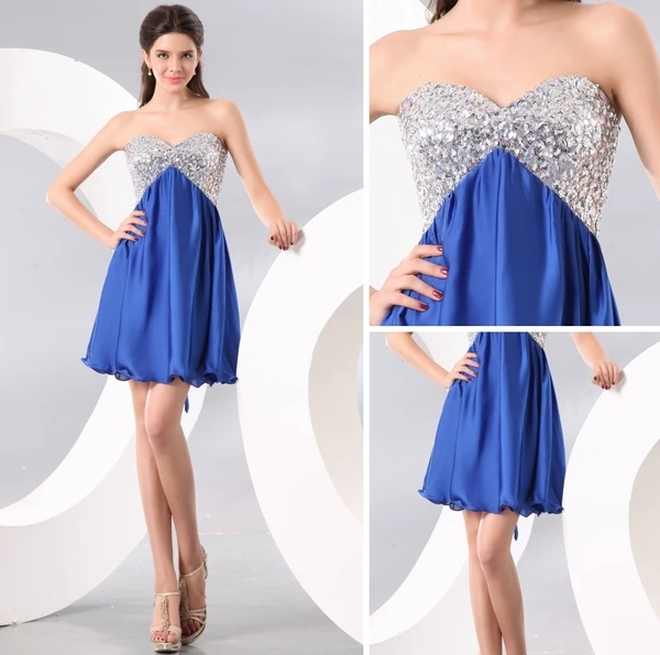 2015 Star Elastic Silk Blue A-line Cocktail Dresses