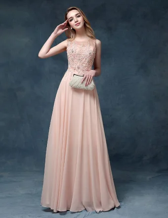 2015 Square Neckline Embroidered Lace Beading Chiffon Evening Dress