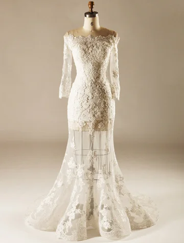 Encolure Carrée Robes De Mariée Une Ligne Décolleté Carré Percé Fleurs En Dentelle Plage